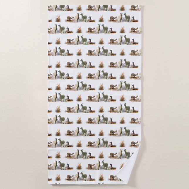 Serviette de plage Llama Meadow (choisir la couleu (Devant)