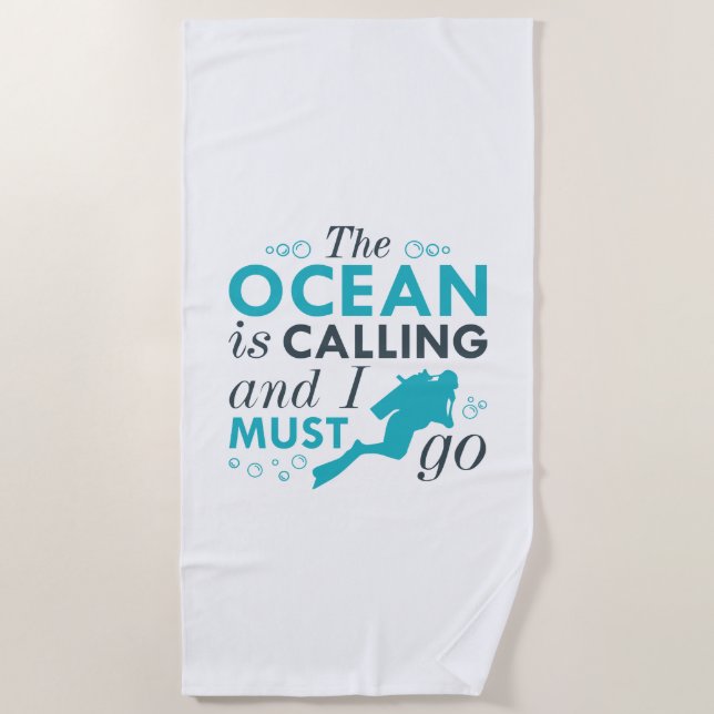 Serviette De Plage L'Océan Appelle Et Je Dois Y Aller (Devant)