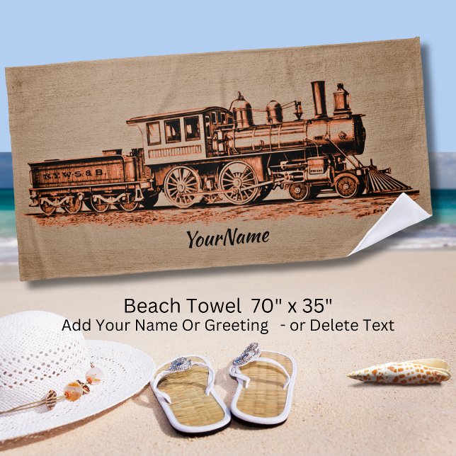 Serviette De Plage Locomotive - Ajouter Votre Nom - (Créateur téléchargé)