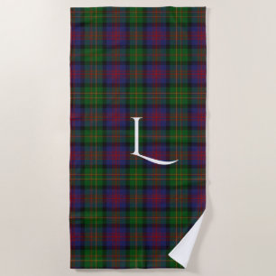 Serviette De Plage Logan Clan Tartan Plaid Monogram Beach Towne