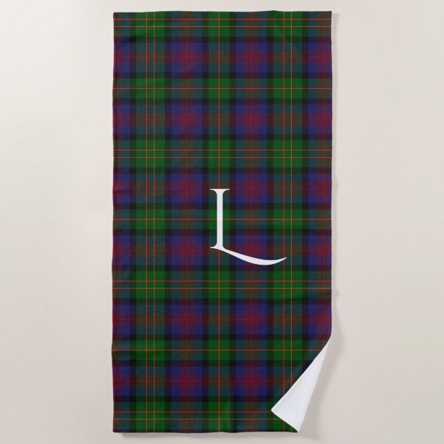 Serviette De Plage Logan Clan Tartan Plaid Monogram Beach Towne (Devant)