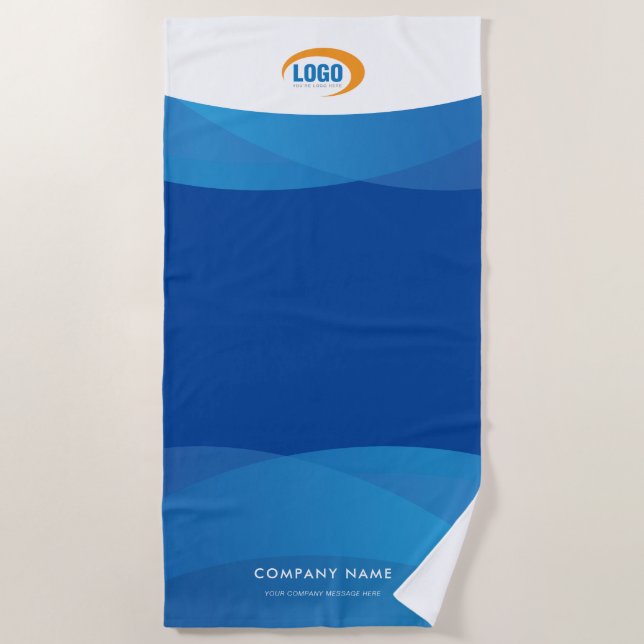 Serviette De Plage Logo bleu moderne (Devant)