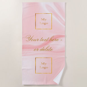 Serviette De Plage Logo commercial du salon de beauté en soie rose vi