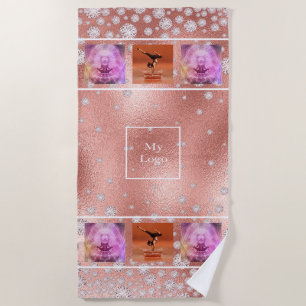 Serviette De Plage Logo de la société rose or photo collage luxueux
