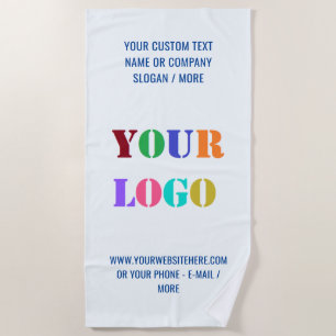 Serviette De Plage Logo de l'entreprise personnalisée Texte et couleu