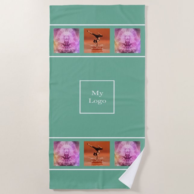 Serviette De Plage Logo de l'entreprise photo collage vert blanc affa (Devant)