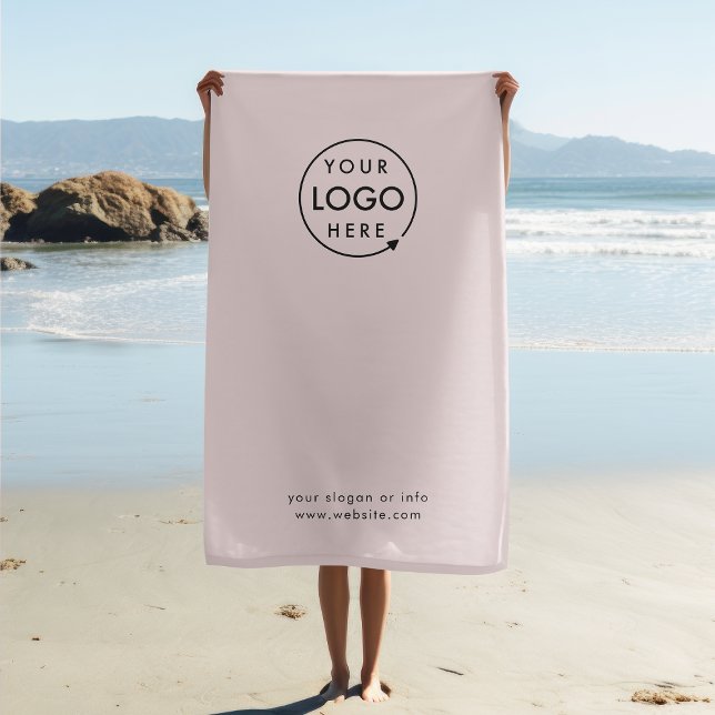 Serviette De Plage Logo d'entreprise | Blush Pink Professional Modern (Créateur téléchargé)