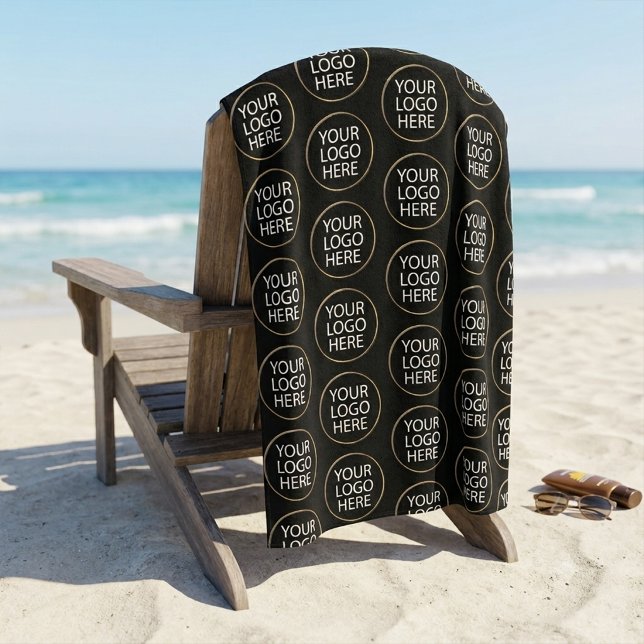 Serviette De Plage Logo d'entreprise noir professionnel personnalisé (Créateur téléchargé)