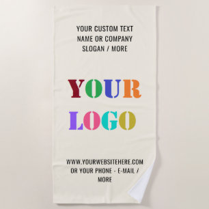 Serviette De Plage Logo d'entreprise personnalisé et texte de l'entre