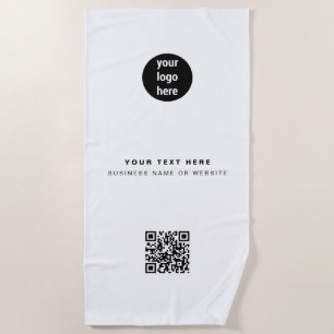 Serviette De Plage Logo d'entreprise QR Code Moderne Minimaliste