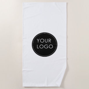 Serviette De Plage Logo d'entreprise simple minimal blanc