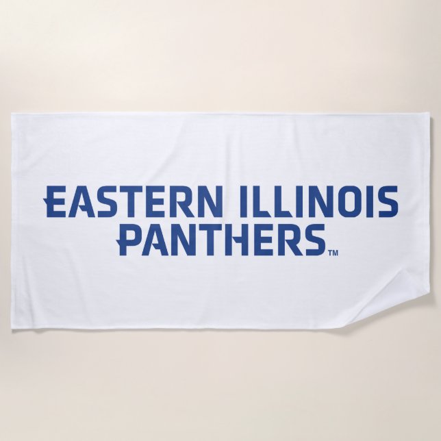 Serviette De Plage Logo du texte Eastern Illinois Panthers (Devant)