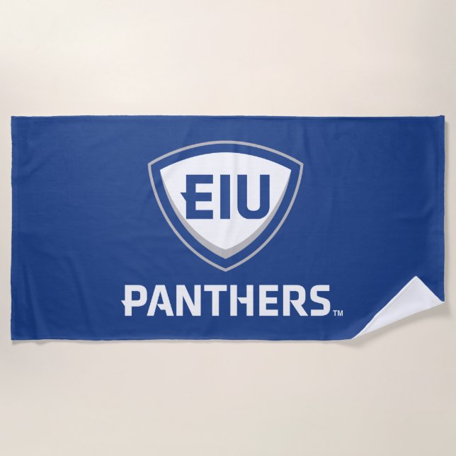 Serviette De Plage Logo Eastern Illinois Panthers Shield & Wordmark (Devant)