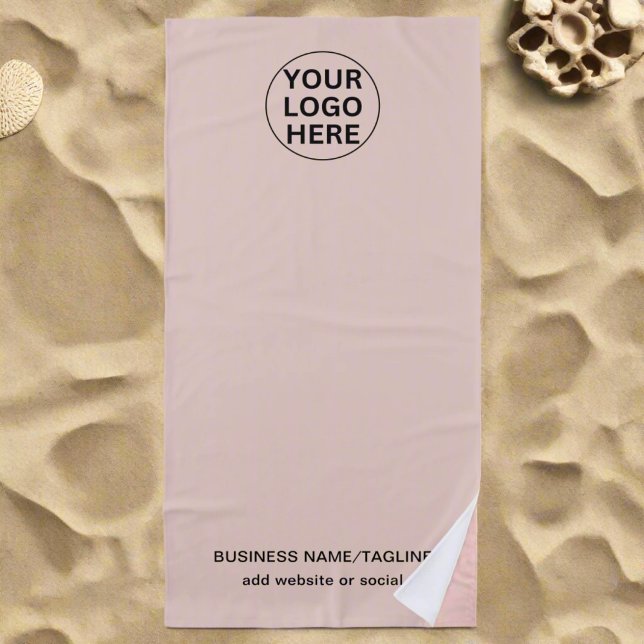 Serviette De Plage Logo et texte promotionnels Blush Pink Business (Créateur téléchargé)
