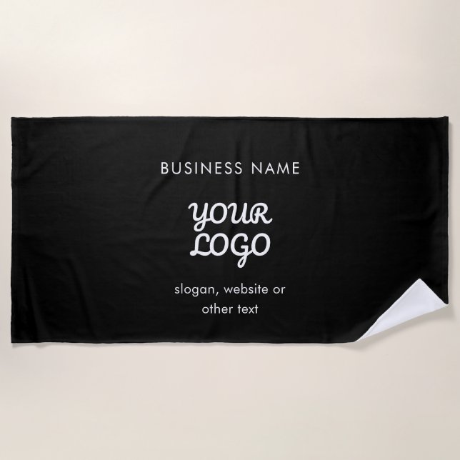 Serviette De Plage Logo et texte promotionnels modernes | Couleur mod (Devant)