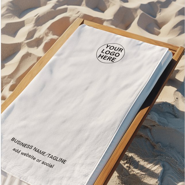 Serviette De Plage Logo et texte promotionnels pour entreprise en noi (Créateur téléchargé)