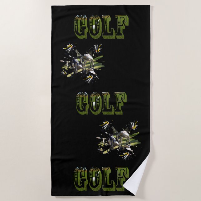 Serviette De Plage logo Green Dimensional Golf Picture, (Devant)