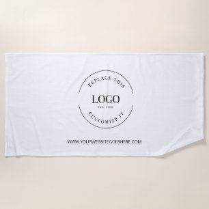 Serviette De Plage Logo personnalisé d'entreprise et site web profess
