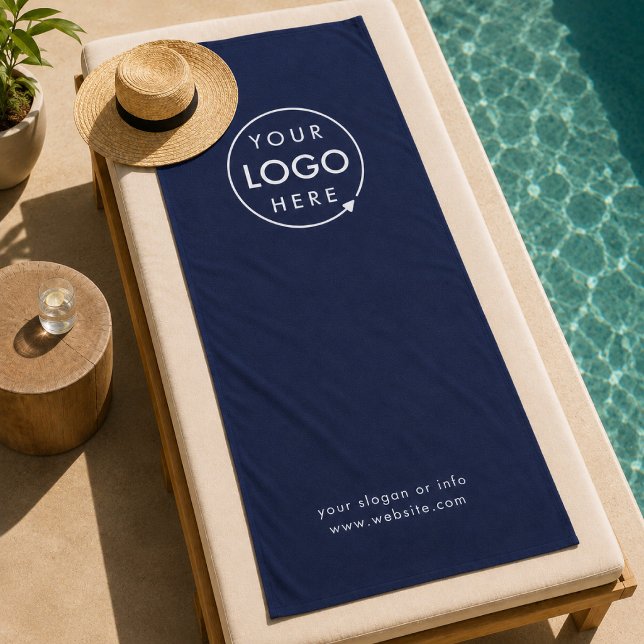 Serviette de plage | Logo personnalisé Marque d'en (Custom logo beach towel for resorts, hotels, pools, beach clubs, and hospitality brands)