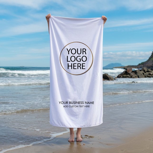 Serviette De Plage Logo professionnel et entreprise de texte Blanc (Créateur téléchargé)