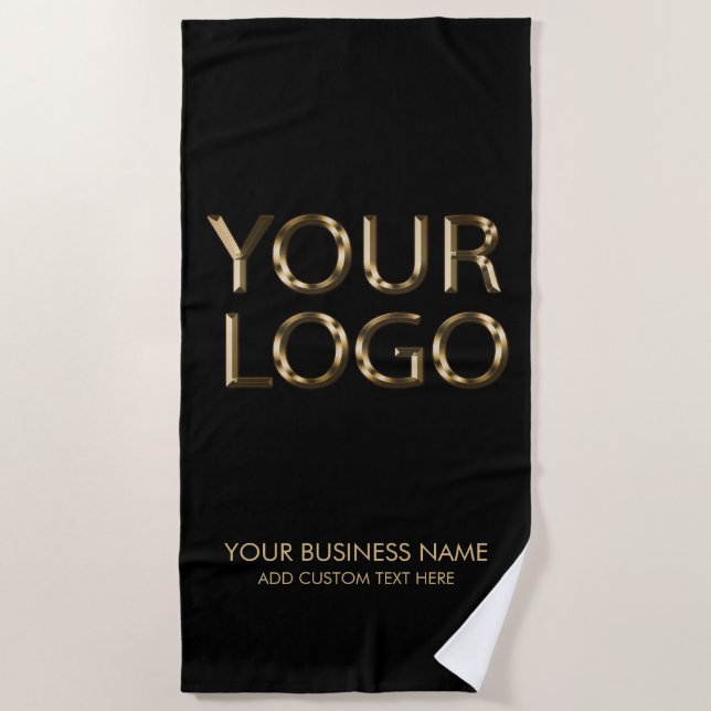 Serviette De Plage Logo professionnel et entreprise de texte noir (Devant)