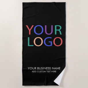 Serviette De Plage Logo professionnel et entreprise de texte noir