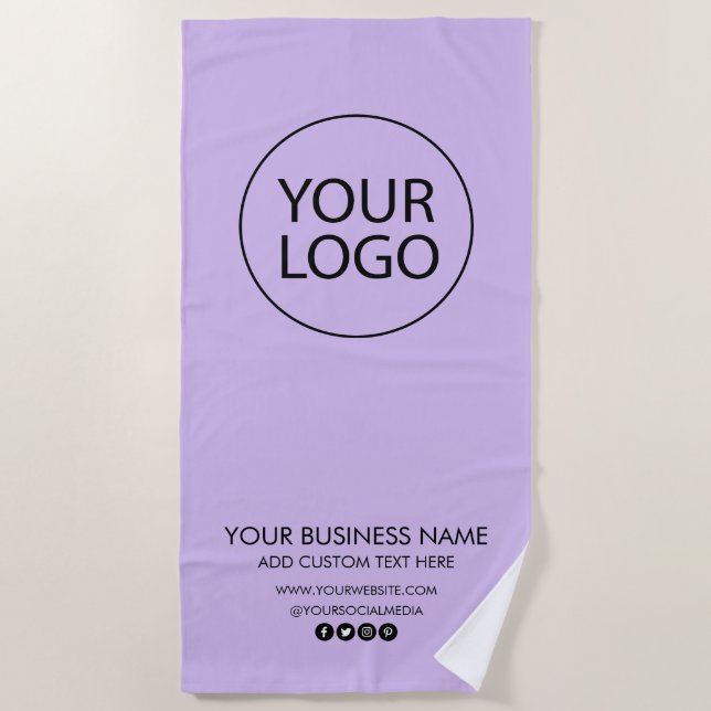 Serviette De Plage Logo professionnel et entreprise de texte violet (Devant)