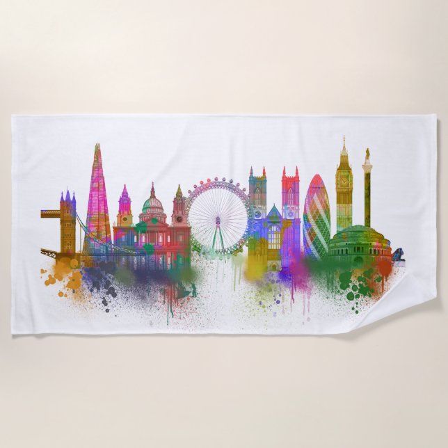 Serviette De Plage Londres Skyline - Rainbow (Devant)