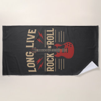 Serviette De Plage Long Live Rock N' Roll Vintage Electric Guitar Tee