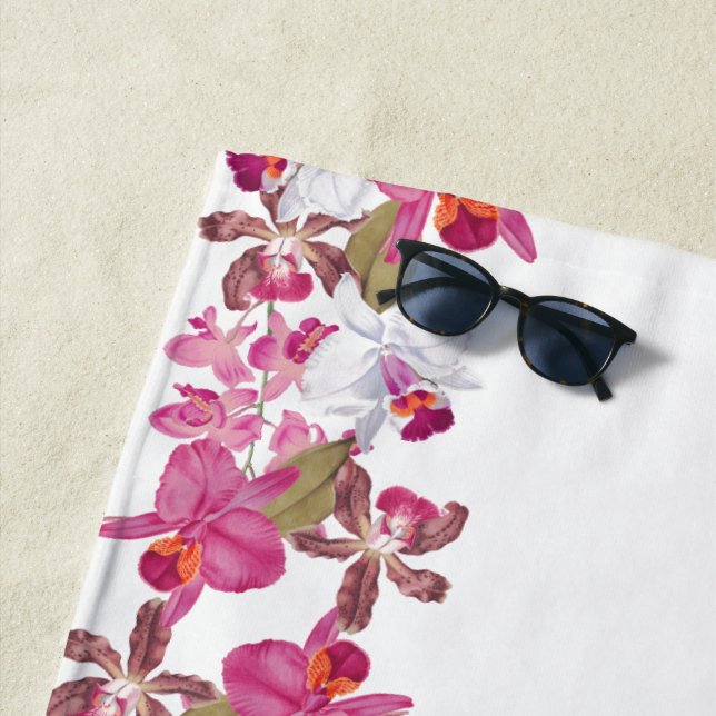 Serviette De Plage L'orchidée rose d'îles tropicales fleurit la (En situation)