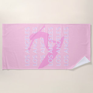 Serviette De Plage Los Angeles Travel Art, Californie, Rose, Preppy