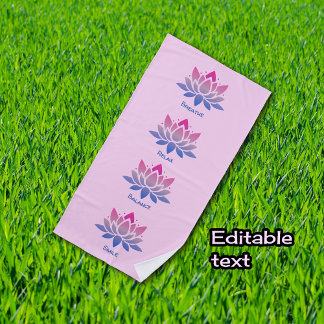 Serviette De Plage Lotus flower pink your text