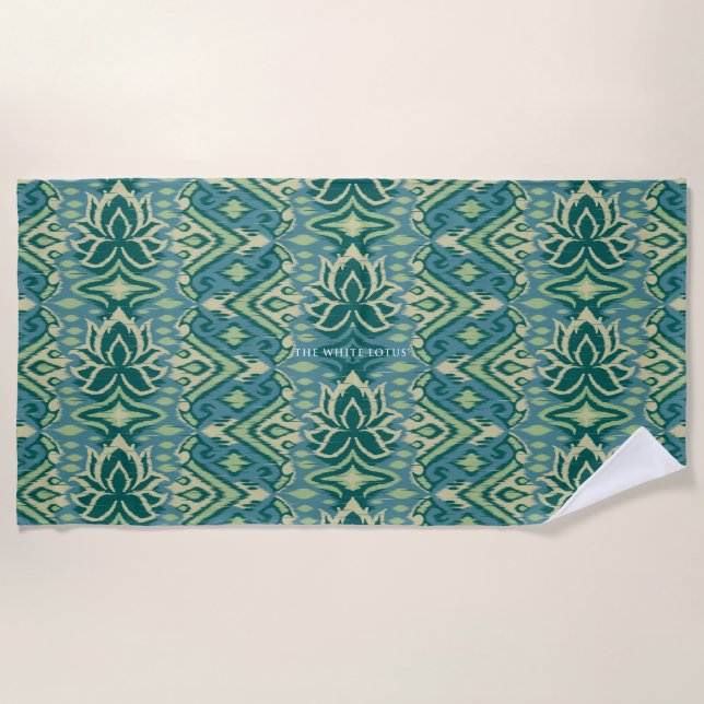 Serviette De Plage Lotus Ikat Motif - Le Lotus Blanc (Devant)