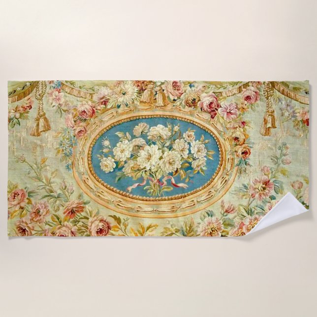 Serviette De Plage Louis XV Floral Rose (Devant)