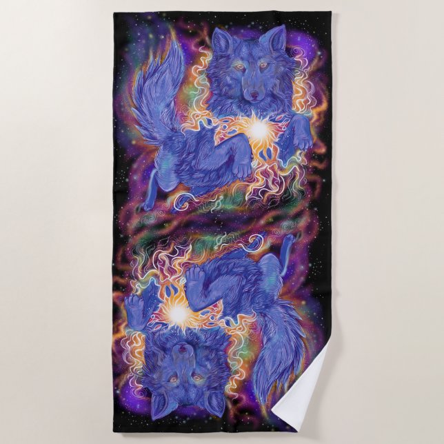 Serviette De Plage Loup cosmique (Devant)