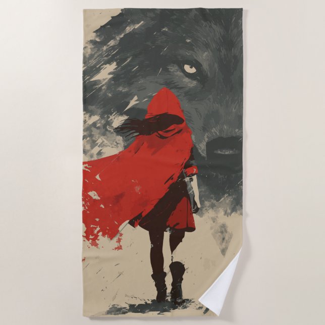Serviette de plage Loup du Petit Chaperon Rouge –  (Devant)