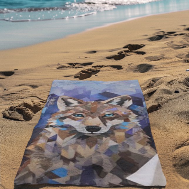 Serviette De Plage Loup Géométrique Montagne (Créateur téléchargé)