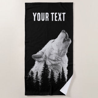 Serviette de plage Loup Hurlant – Forêt Noir et Bl