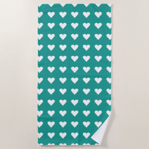 Serviette De Plage Love Coeurs Turquoises Motif Valentine