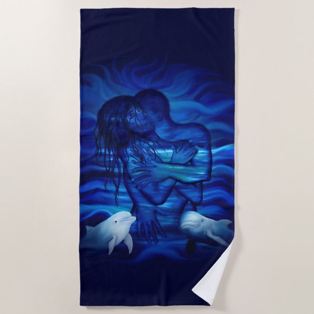 Serviette De Plage Love, Passion act - paire avec dauphin (Devant)
