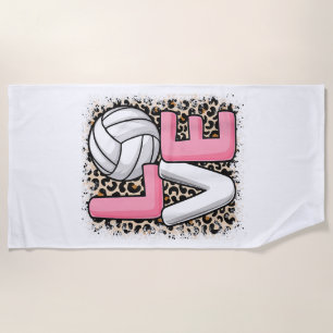 Serviette De Plage Love Volleyball Empreinte de léopard Filles Volley