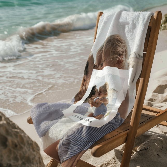 Serviette De Plage Love You Mom Photo Don (Créateur téléchargé)