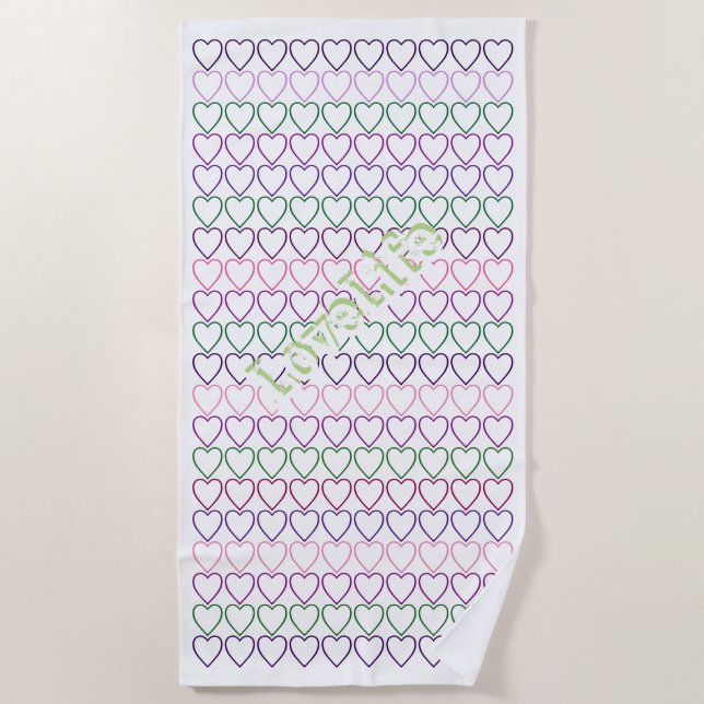 Serviette De Plage LoveLife Multi Hearts Beach Towel (Devant)