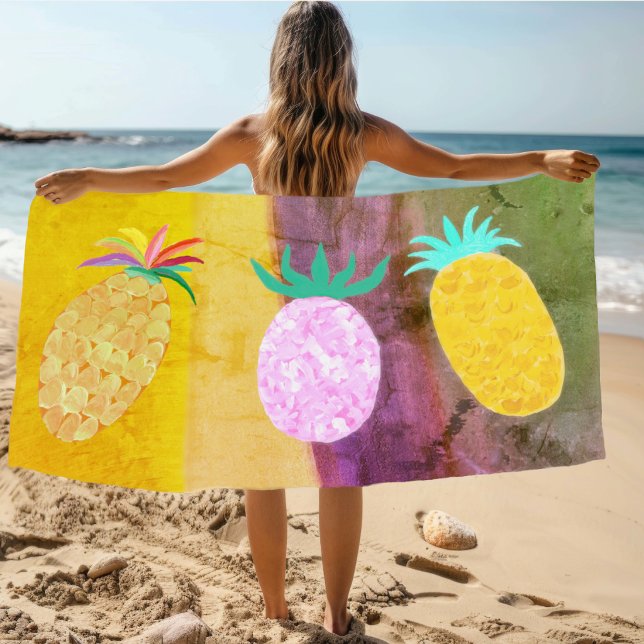 Serviette De Plage Luau Tiki Ananas d'été (Créateur téléchargé)