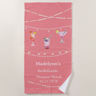Serviette De Plage Lumières de fête rose personnalisées pour l'enterr