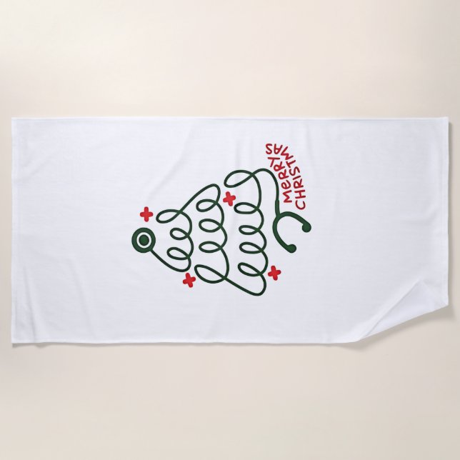 Serviette De Plage Lumières de sapin de Noël Stéthoscope Blouse de so (Devant)