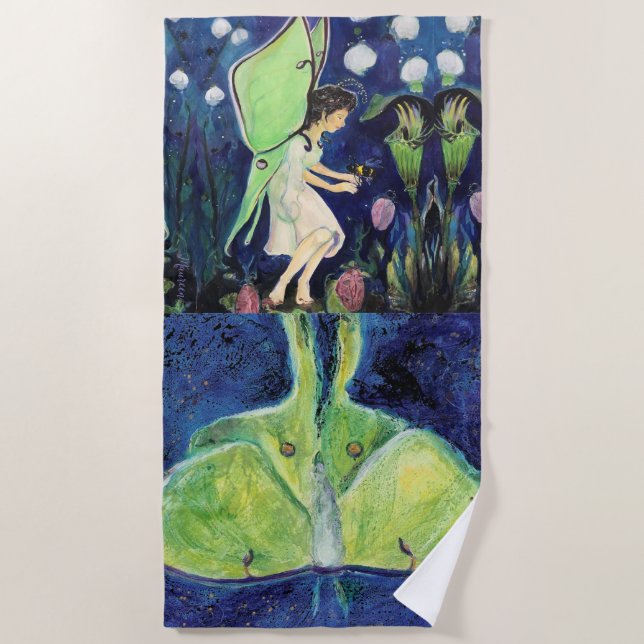 Serviette De Plage Luna Moth Fairy Fleurs sauvages Bee Maureen Girard (Devant)