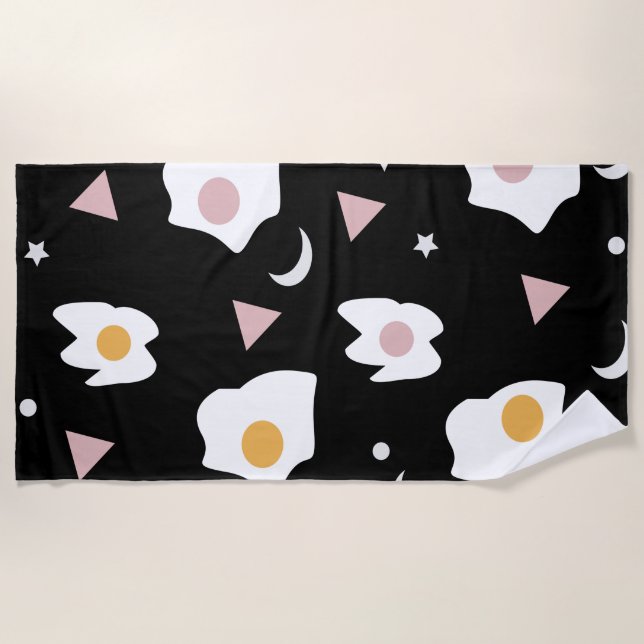 Serviette De Plage Lune de dîner d'œuf motif confettis  (Devant)