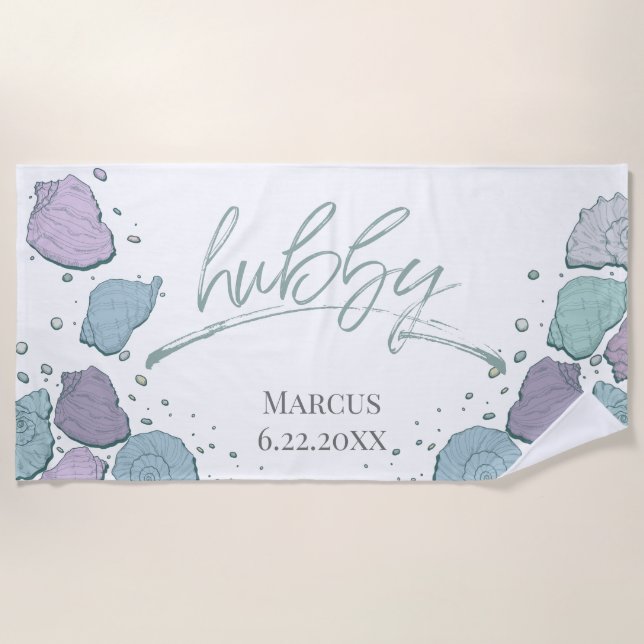 Serviette De Plage Lune de miel - HUBBY Turquoise Lilac Moderne Seash (Devant)