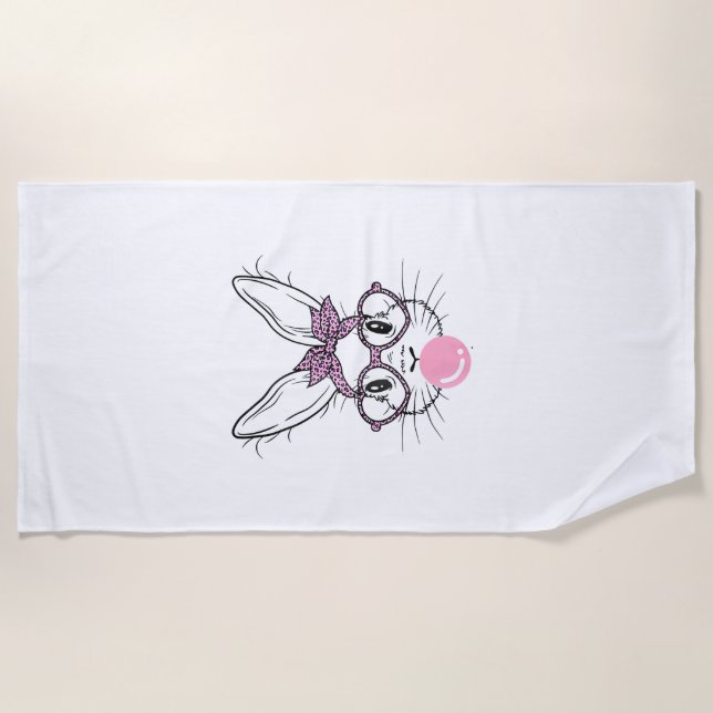 Serviette De Plage Lunettes de léopard visage de lapin Bubble Gum Jou (Devant)